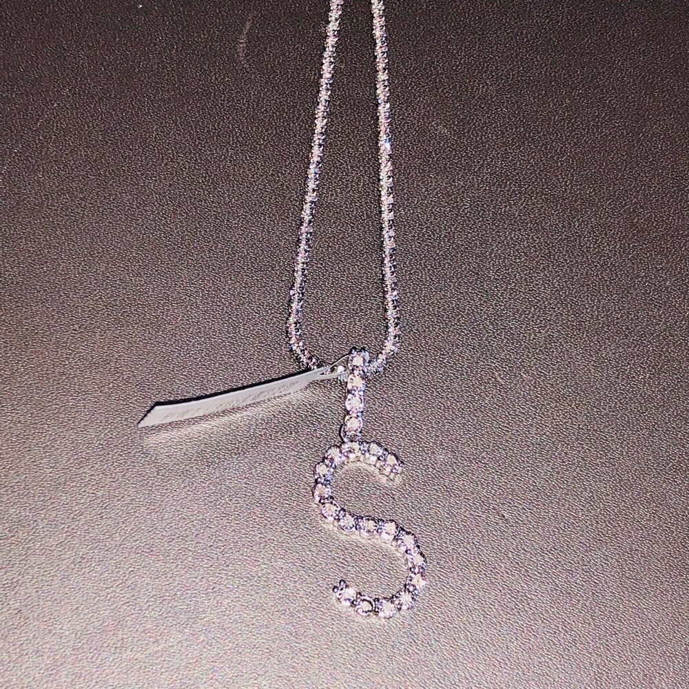 Beautiful real diamond S initial pendant charm not c w/ Turkish chain best gift - Picture 5 of 6